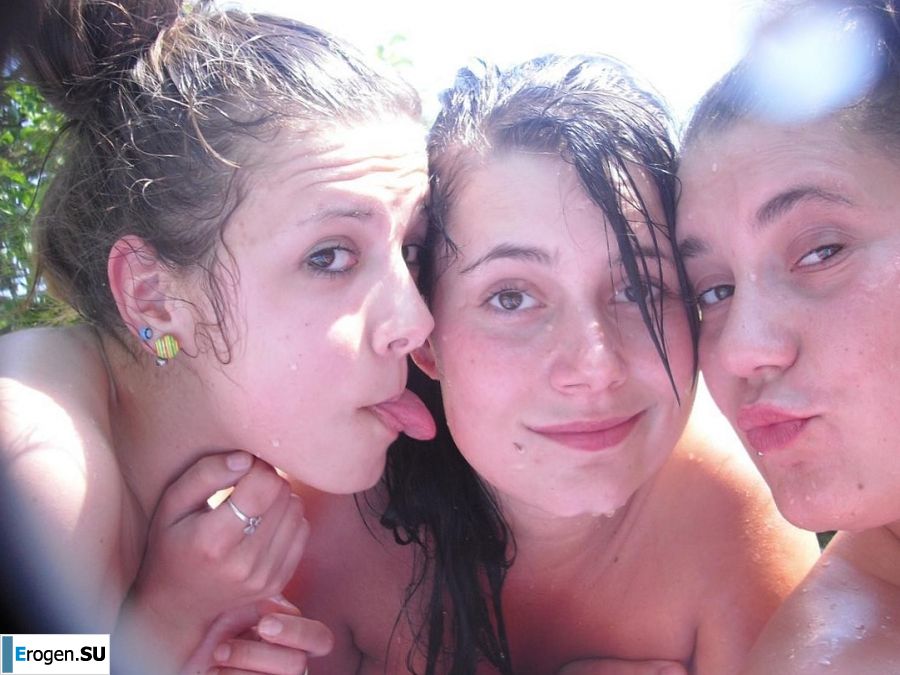 three girlfriends sunbathe in the yard with bare breasts. Part 2. Photo 13