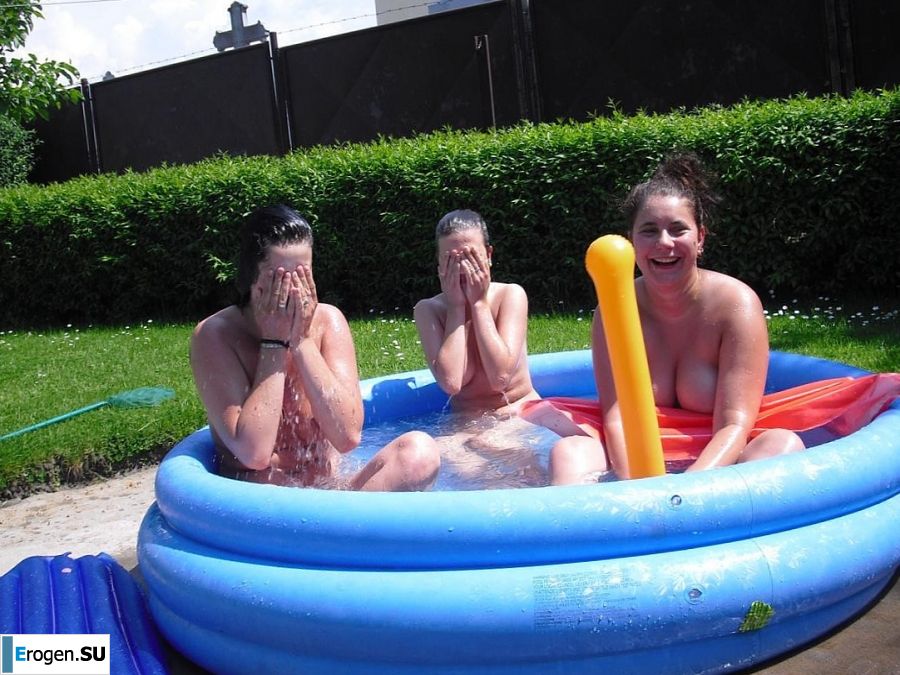 three girlfriends sunbathe in the yard with bare breasts. Part 2. Photo 24