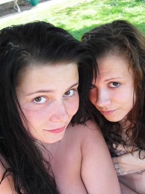 three girlfriends sunbathe in the yard with bare breasts. Part 2. Thumb 26