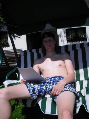 three girlfriends sunbathe in the yard with bare breasts. Part 2. Thumb 6