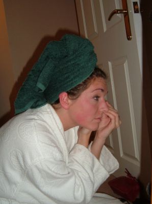 A woman spreads her legs on the bed and in the bathroom. Part 2. Thumb 23