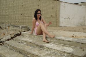 Sexy brunette with nipples showing through the blouse. Thumb 18