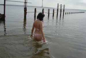 Sexy brunette with nipples showing through the blouse. Thumb 23