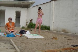 Sexy brunette with nipples showing through the blouse. Thumb 33