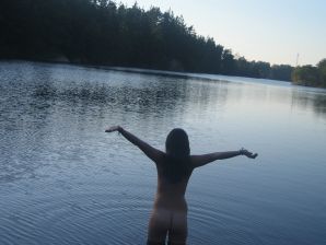 Naughty student with a furry pussy naked bathes in the lake. Thumb 26