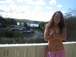 Naughty student with a furry pussy naked bathes in the lake. Thumb 44