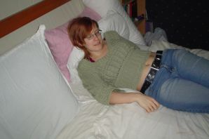 A red-haired student with glasses spread her legs in lace stockings and showed a pussy. Part 2. Thumb 29