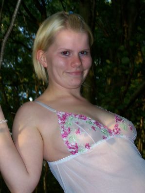 Appetizing magnificent blonde spread her legs right on the grass. Part 2. Thumb 10