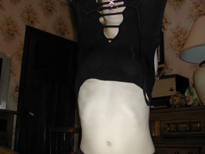 A blonde with a thin waist poses in front of her husband in the car and at home. Part 4. Thumb 16