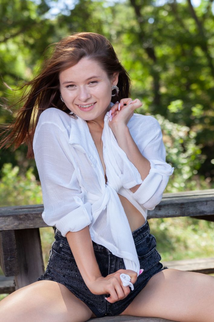 Skye Bloom in Denim Shorts. Thumb 9